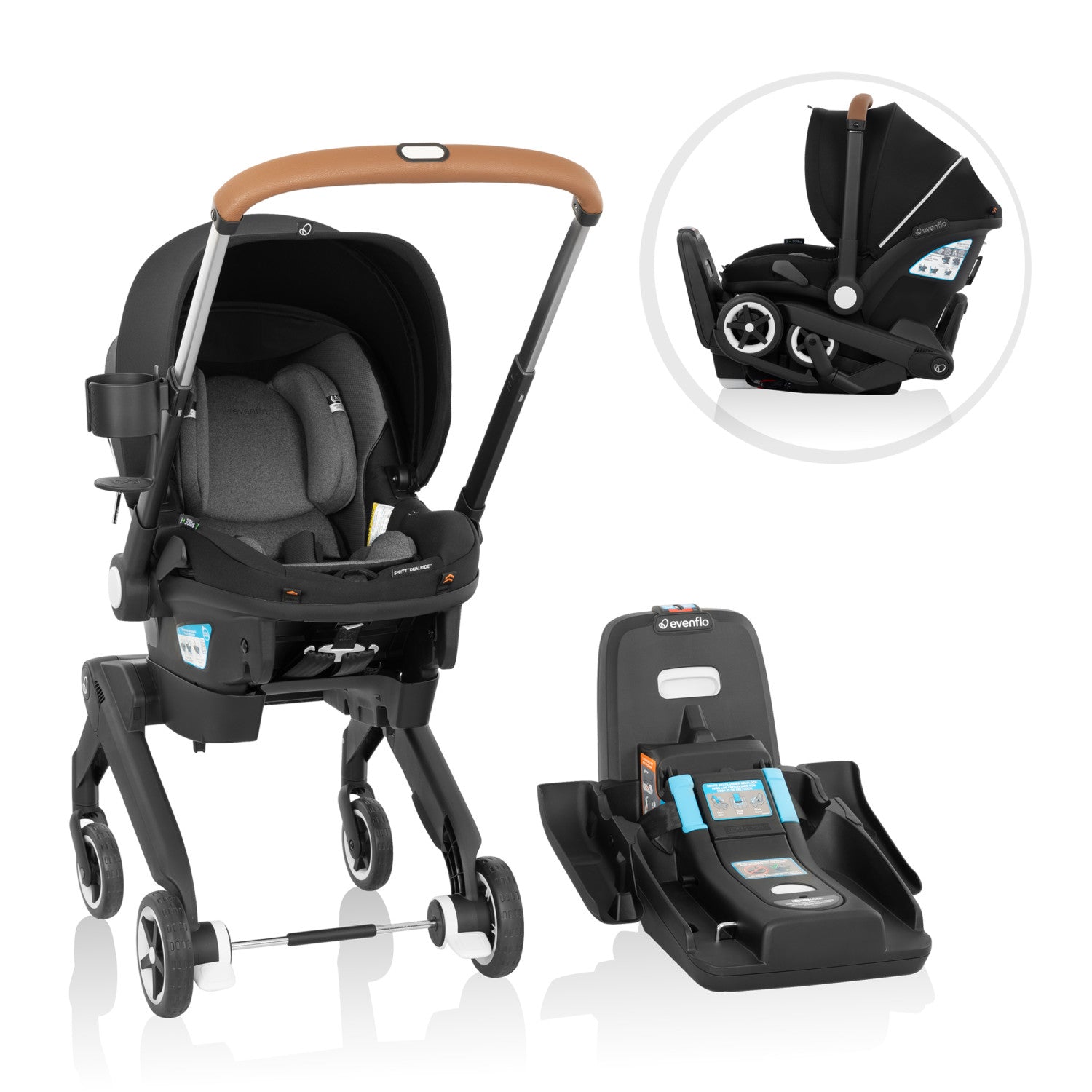 Evenflo Shyft DualRide Infant Car Seat Stroller Combo with Canopy