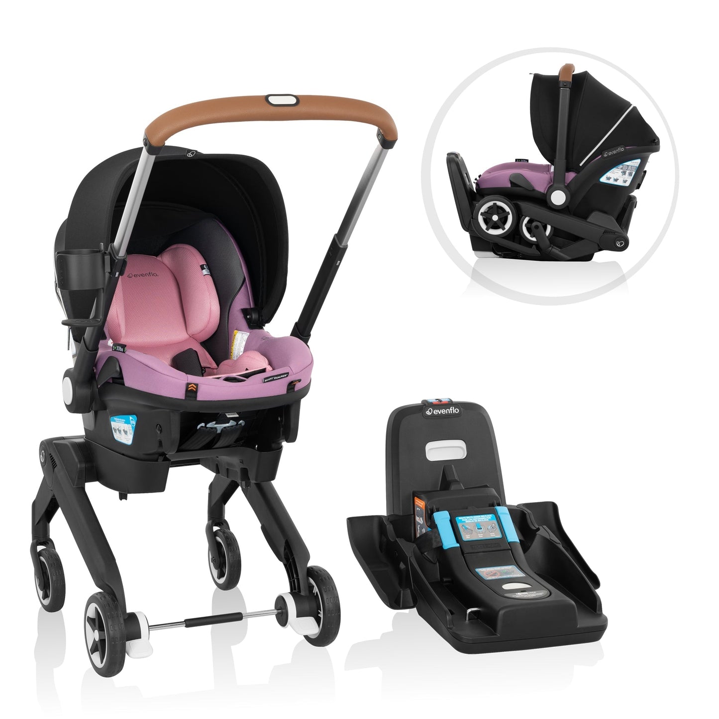 Evenflo Shyft DualRide Infant Car Seat Stroller Combo with Canopy