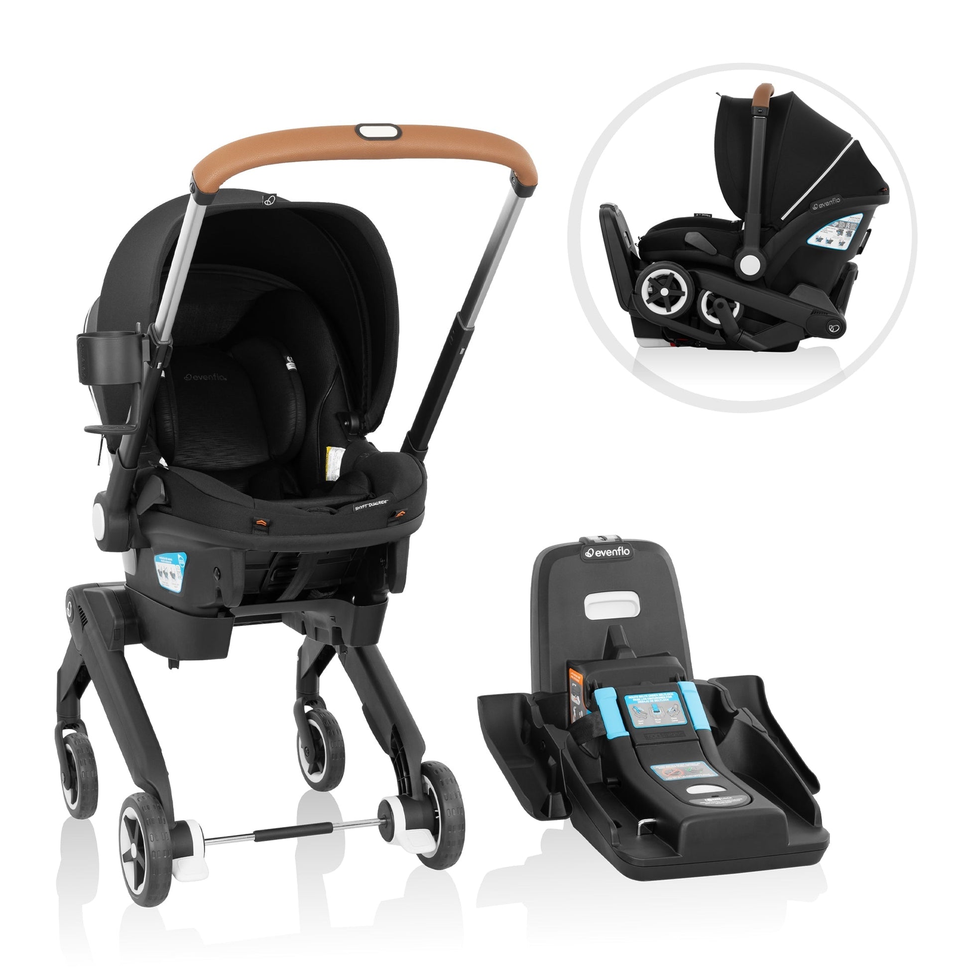 Evenflo Shyft DualRide Infant Car Seat Stroller Combo with Canopy